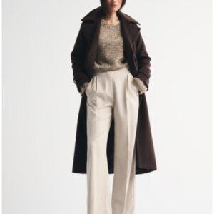 NWOT Abercrombie Curve Love Sloan Tailored Wide Leg Pant 28 Long Light Taupe